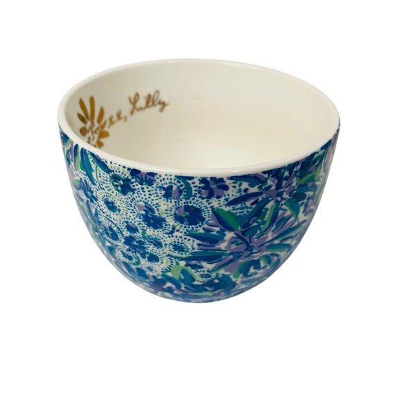 Lilly Pulitzer Ceramic Coffee Mug Floral 12 Oz Blue Green Gold Handle Accent 3 - Picture 4 of 9